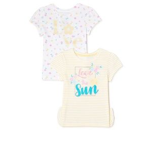 Girls 2 pack Elevated t-shirts floral print cotton summery